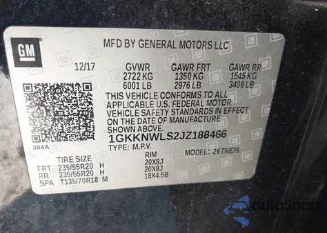 2018 GMC Acadia Slt-2 z USA, uszkodzony, nr VIN 1GKKNWLS2JZ188466